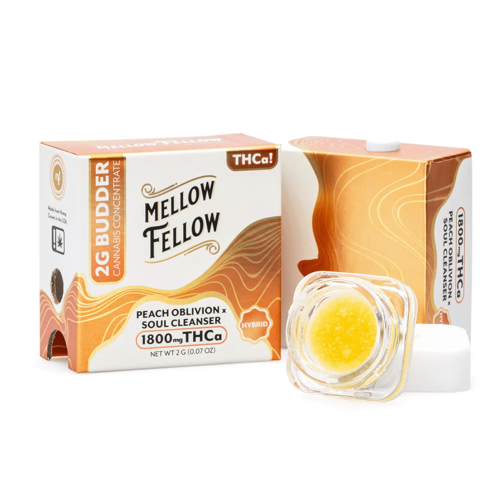 Mellow Fellow THCa Budder – Peach Oblivion x Soul Cleanser (2 gram)